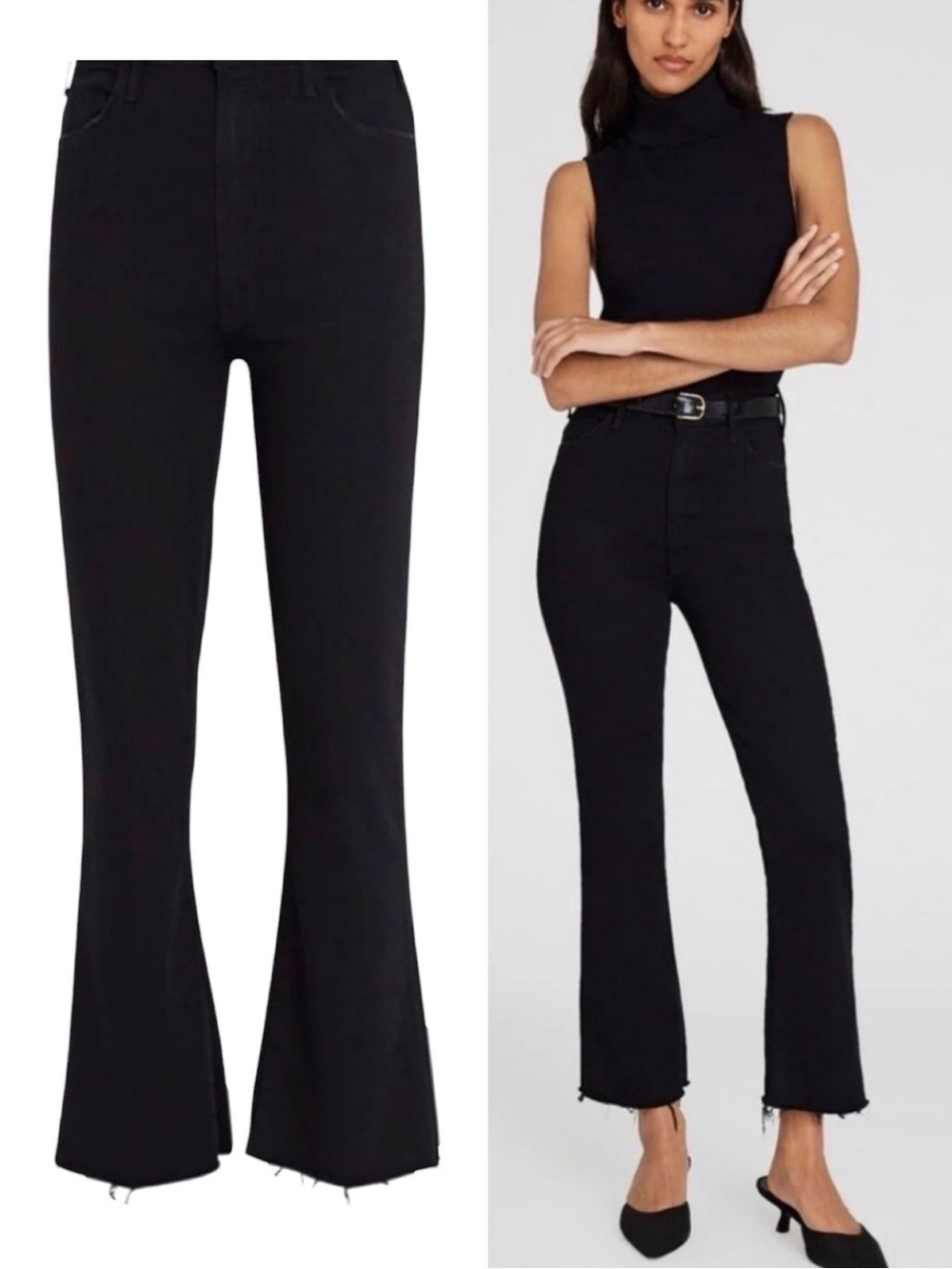 MOTHER Jeans Hustler Ankle Fray in Not Guilty Black Size 29